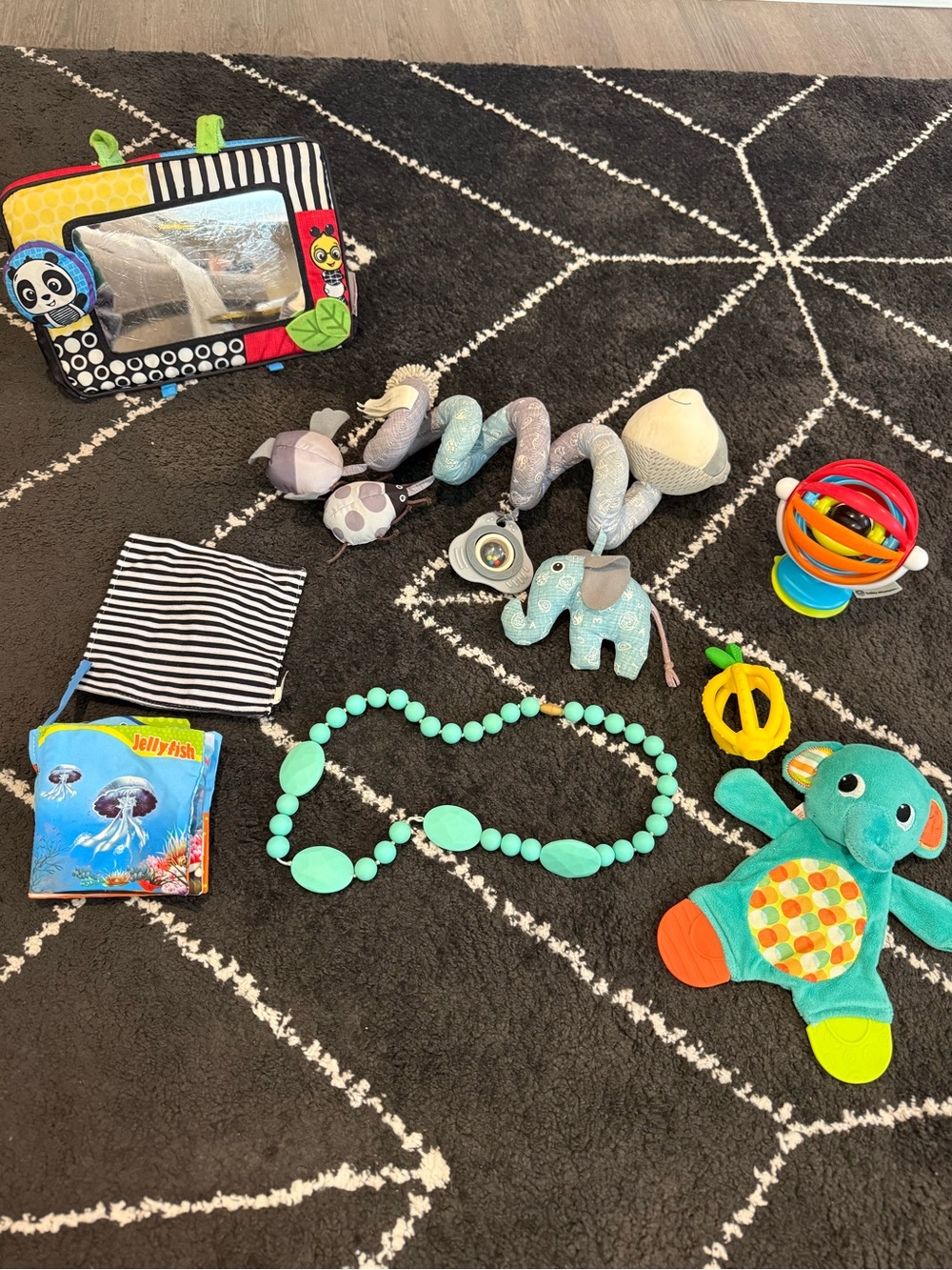 Infant toys - car seat toys and floor mirror